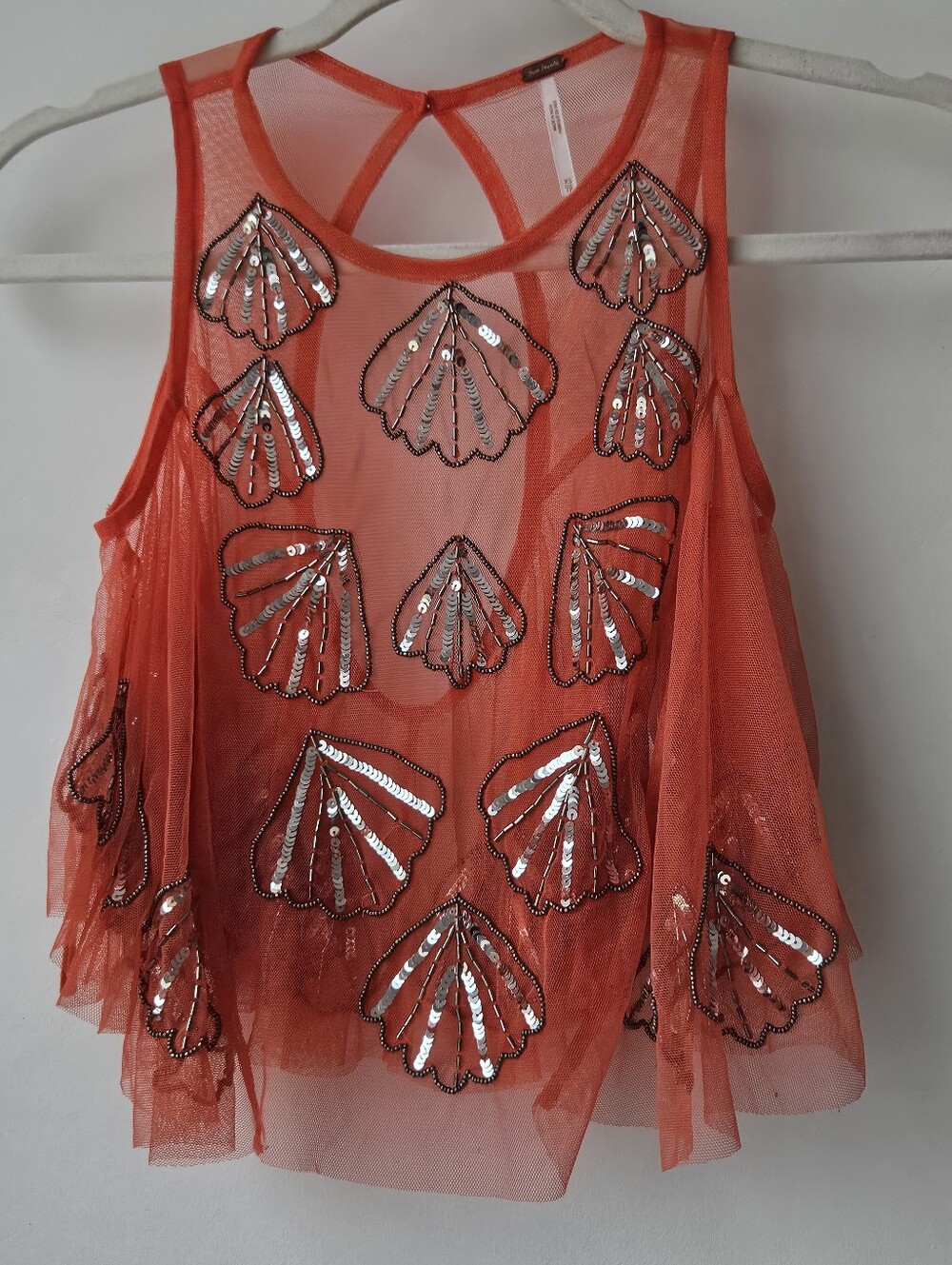 Nwt Free People Tulsa Flame Red Mesh Swing Tank - Picture 4 of 13